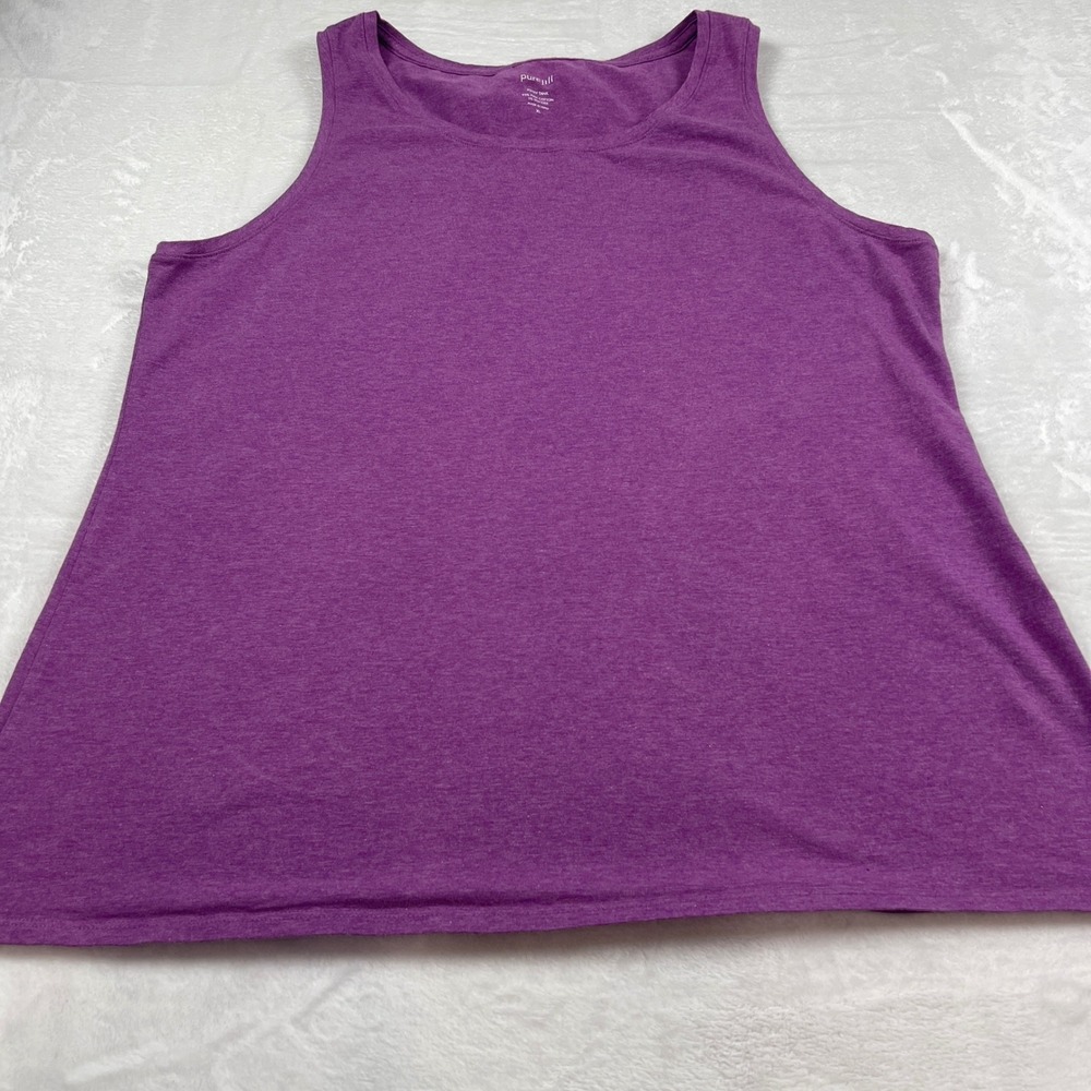 Pure Jill Purple Pima Cotton Jersey Tank Top XL‎ Relaxed Scoop Neck Sleeveless